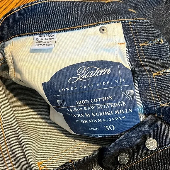 3Sixteen 14.5 oz Raw Selvedge size 30 ST100X - Picture 7 of 8